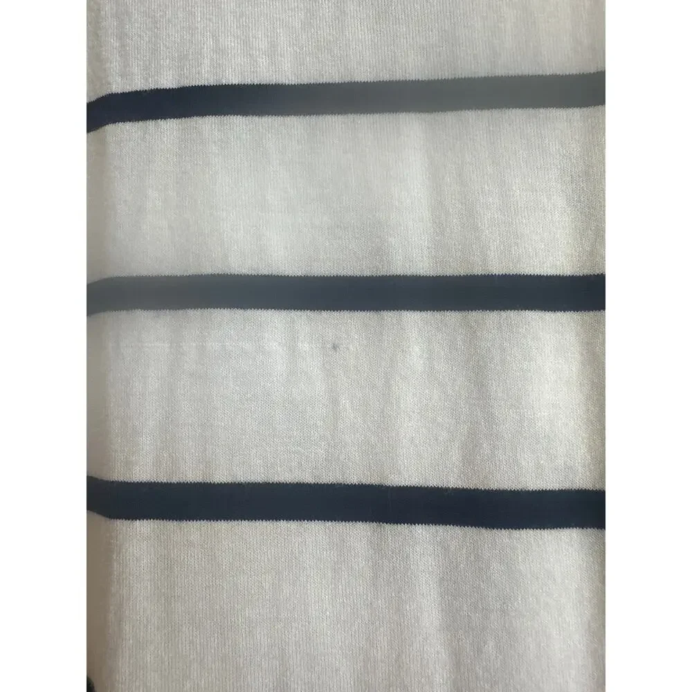 Chico’s Lightweight White with Dark Navy Blue V-Shape Stripes Top - Picture 5 of 8